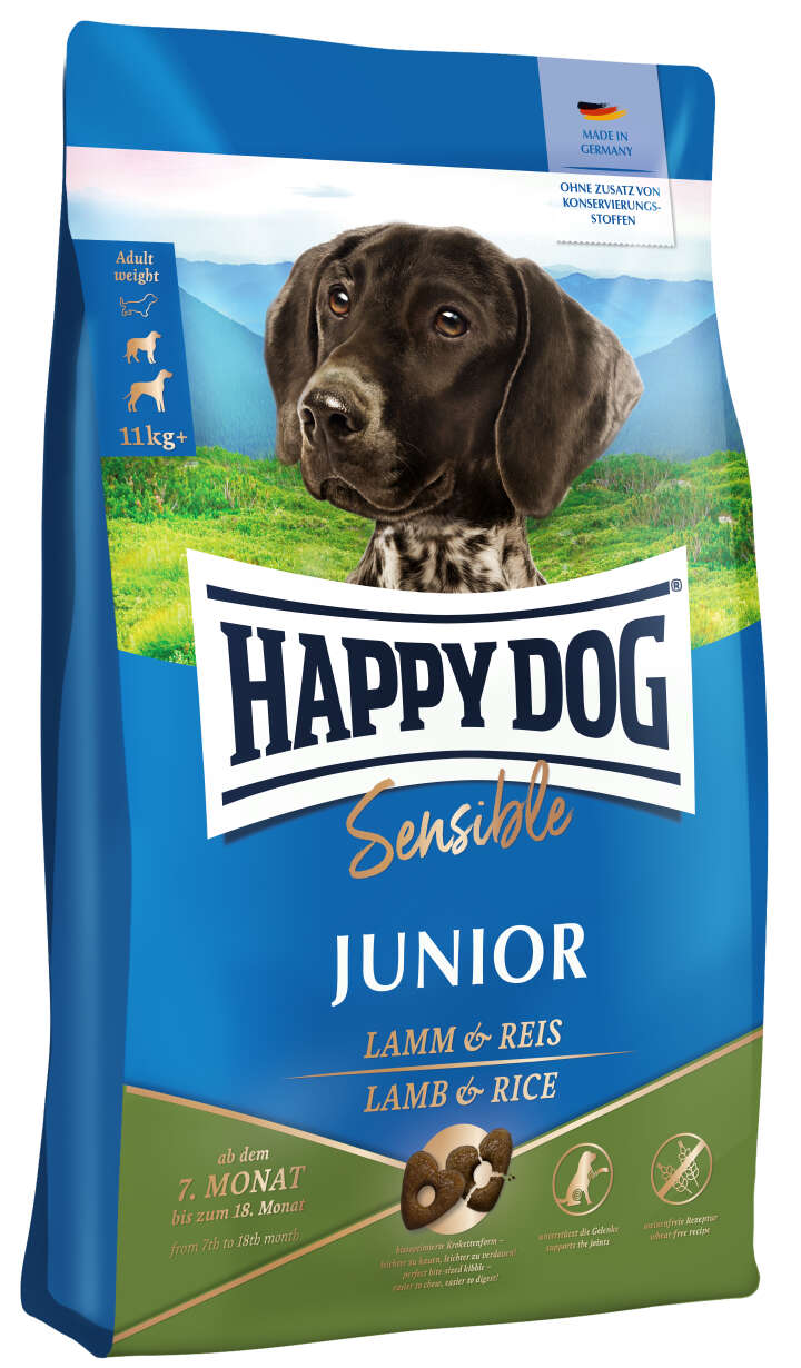HAPPY DOG Hunde-Trockenfutter Sensible Junior Lamm & Reis